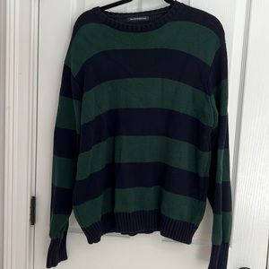 navy and green striped sweater